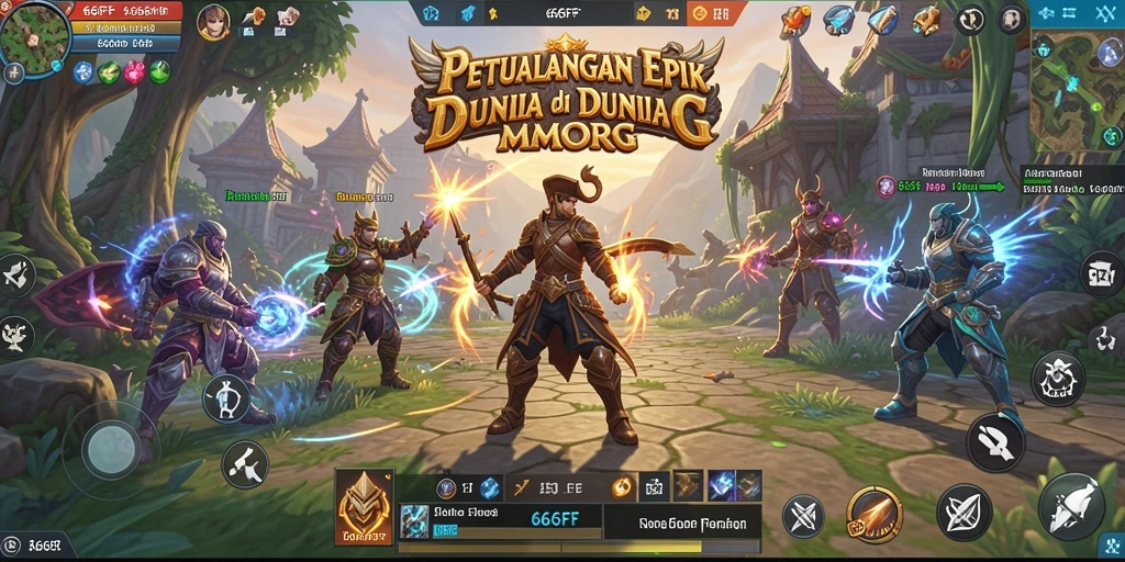 Gameplay 666FF yang menakjubkan dengan dunia MMORPG yang luas.