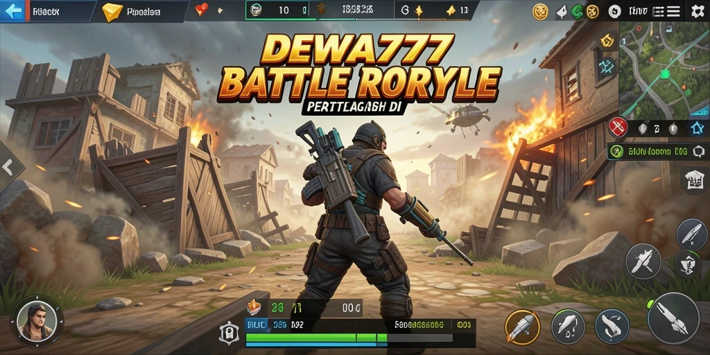 Tampilan seru dari gameplay DEWA777 dalam pertarungan Battle Royale.
