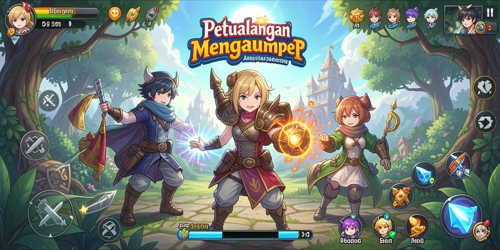 Screenshot gameplay DKK menampilkan pertempuran karakter anime yang seru.
