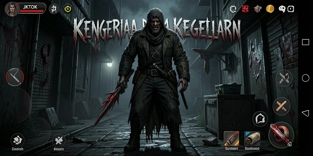 Tangkapan layar gameplay JKTOK menampilkan suasana Horror yang mencekam.