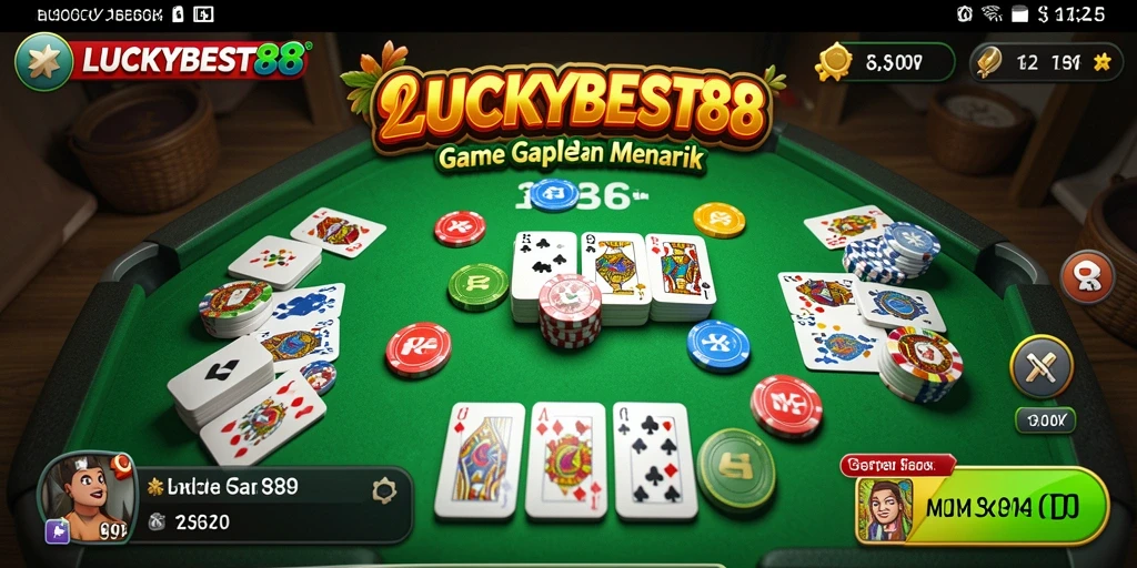 Screenshot utama LUCKYBEST88 menampilkan permainan Gaple yang seru dan interaktif.