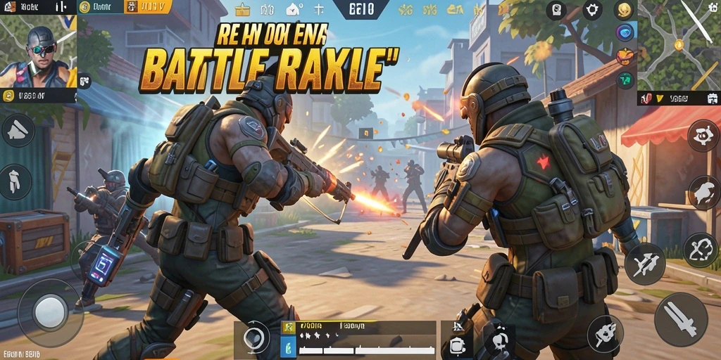 Screenshot gameplay RAKYATJP menampilkan pertempuran intens di medan perang.