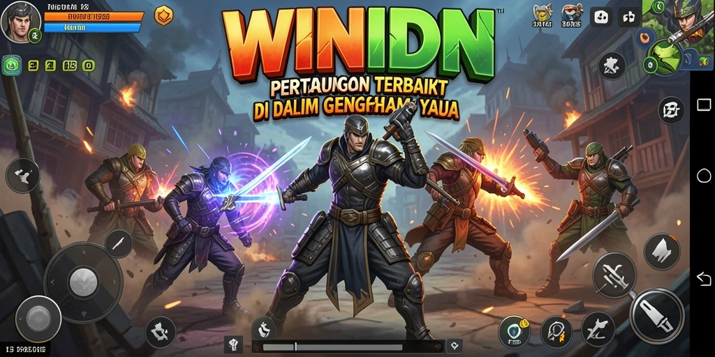 Tampilan gameplay seru dalam WINIDN dengan banyak aksi pertarungan.